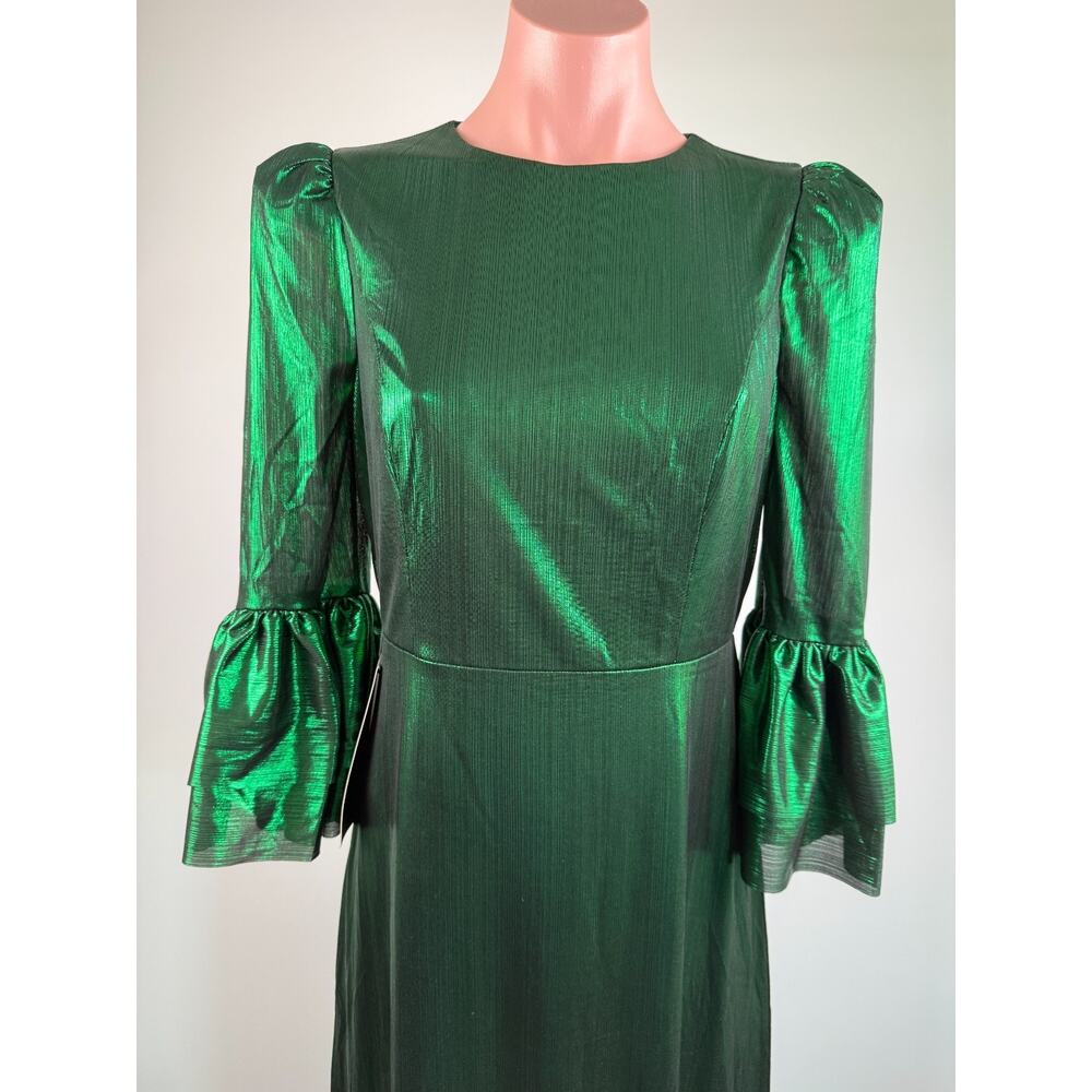 Tuckernuck Pomander Place Emerald Crinkle Lurex Lillith Green Dress  Size S - Picture 5 of 15